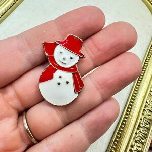 Vintage Jewelry Enamel Snowman Pin Brooch Frosty Christmas Brooch Winter Jewelry